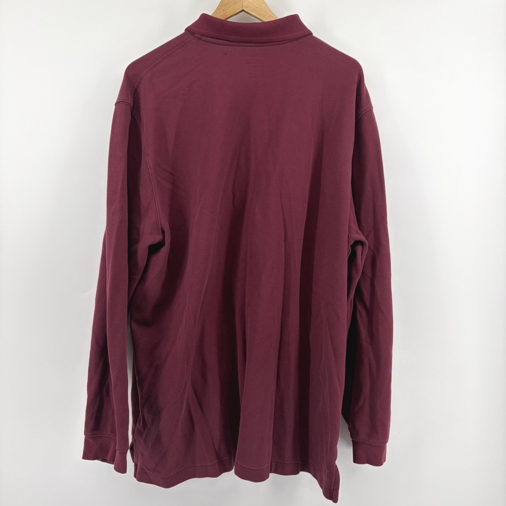 LL Bean Mens Long Sleeve‎ Polo Shirt Burgundy Cotton Size XL TALL - Picture 3 of 7